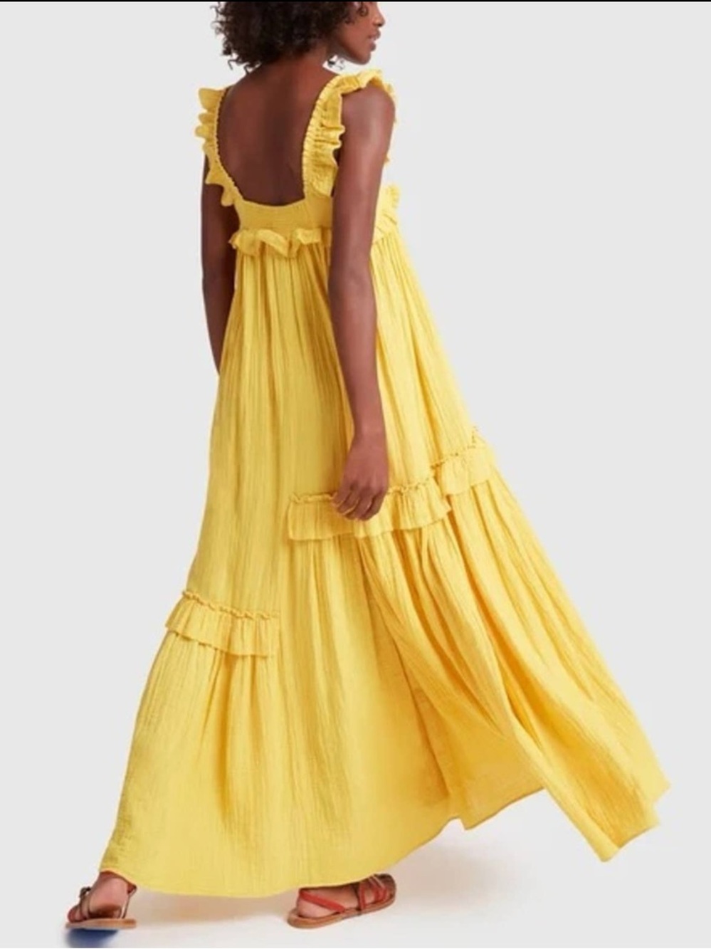 Apiece Apart Lypie Ruffle Tank Yellow Maxi Dress 6 - Picture 2 of 9